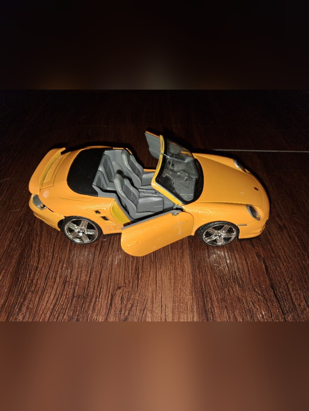 Yellow Convertible Porshe Car with Opening Doors